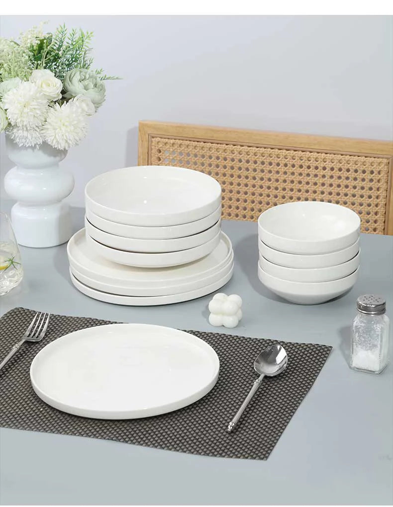 🍽️ 12-Piece Luxury Bone China Dinner Set | High-Quality Ceramic Plates & Bowls – Elegant Tableware for Home
