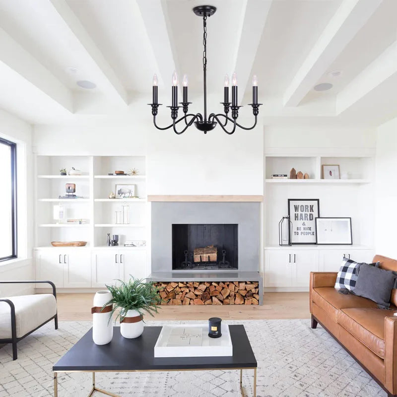 Retro Loft Chandelier – Vintage American Style Ceiling Light (Black / Gold)