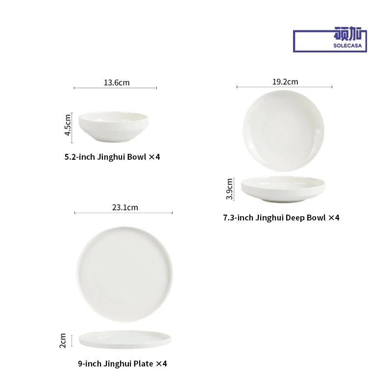 🍽️ 12-Piece Luxury Bone China Dinner Set | High-Quality Ceramic Plates & Bowls – Elegant Tableware for Home