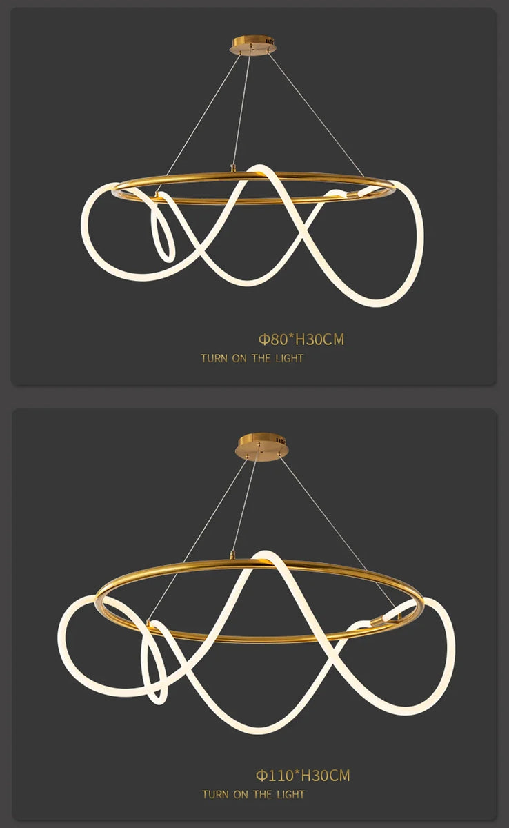 Nordic LED Long Hose Chandelier – Minimalist Pendant Light for Dining & Kitchen