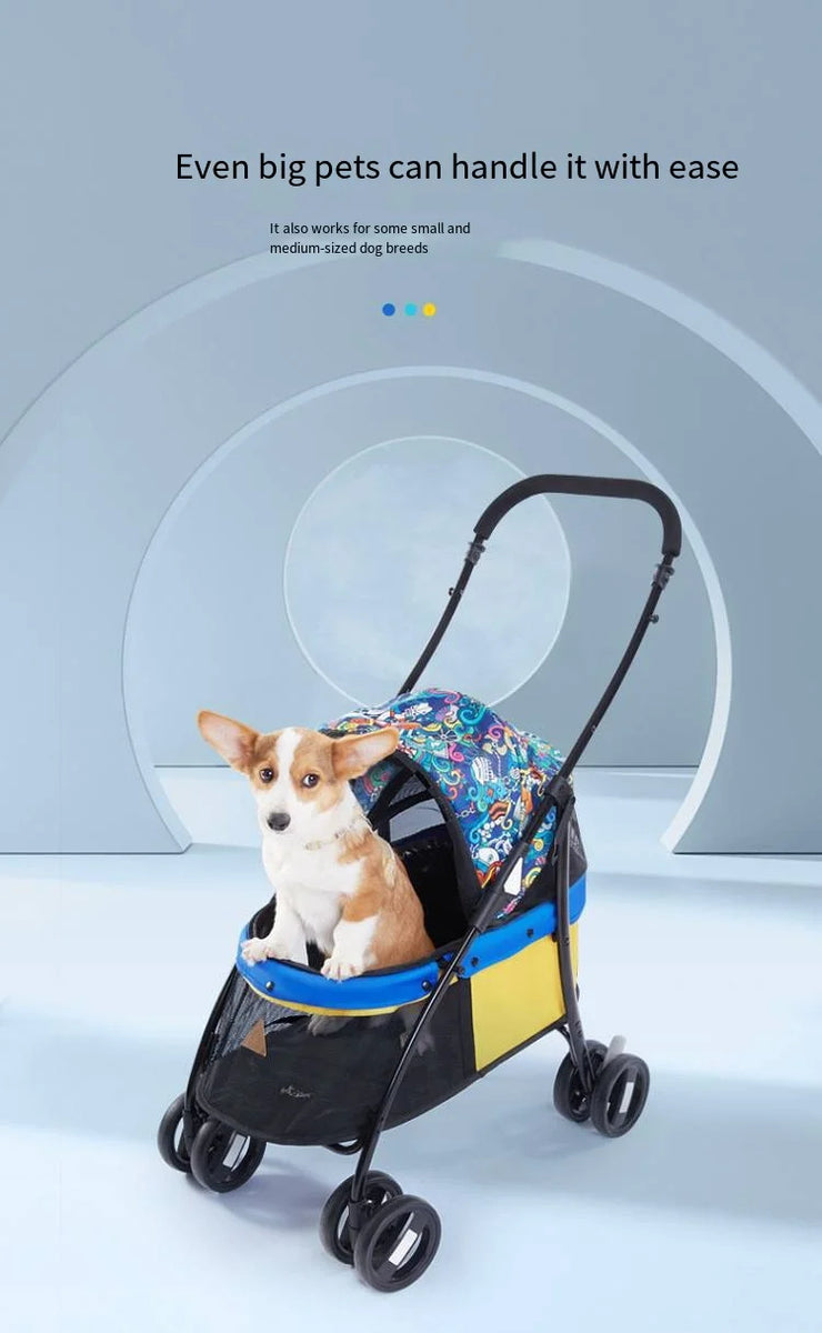 Dog Cart with Panoramic View – Lightweight Folding Pet Stroller | Large Space | Perfect for Outdoor Adventures