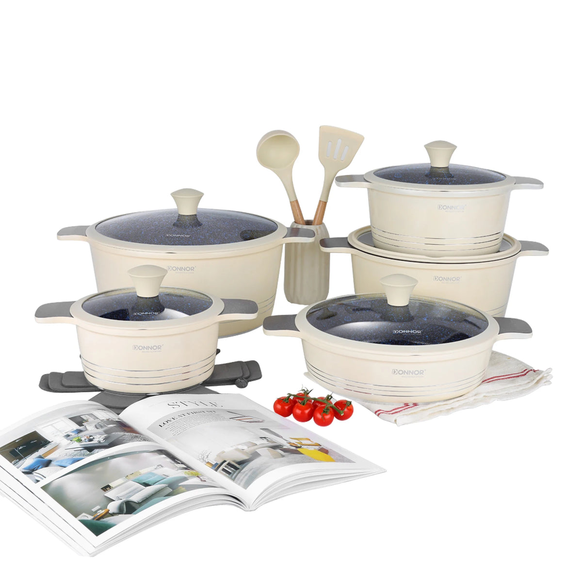 DONNOR Ceramic Cookware Set | Healthy Non-Stick & Induction Ready