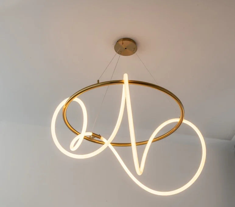 Nordic LED Long Hose Chandelier – Minimalist Pendant Light for Dining & Kitchen