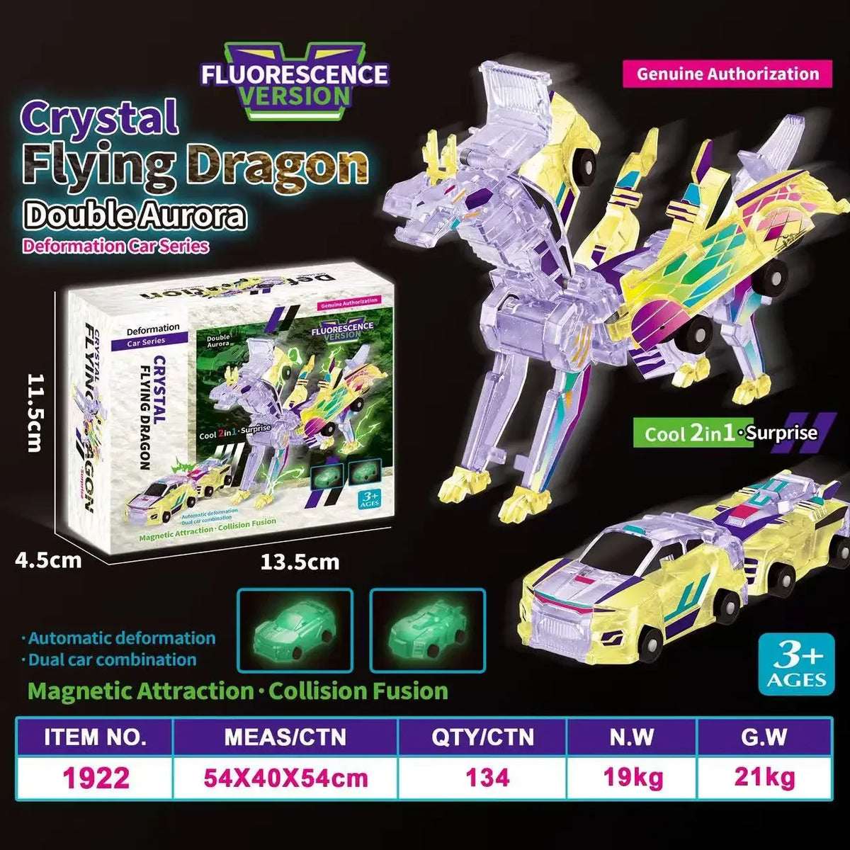 Collision Transforming Dinosaur Car Toy – Magnetic Dinosaur Transformer Car