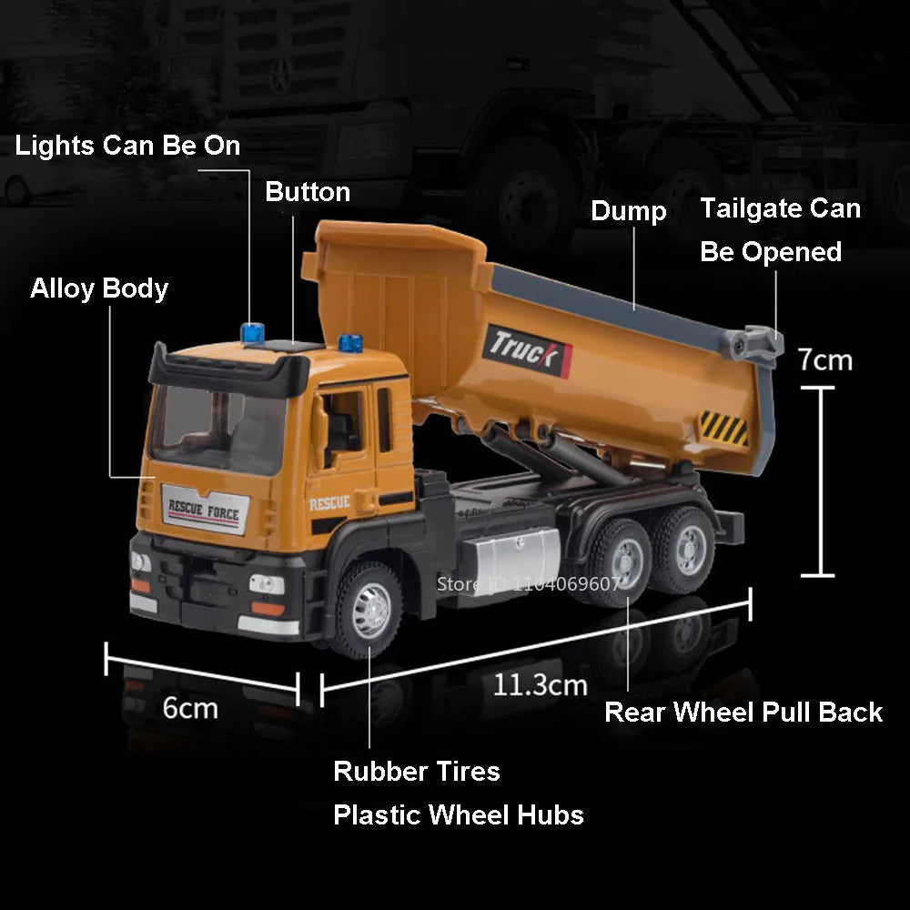 1:32 Dump Truck Toy Model – Metal Diecast Construction Vehicle