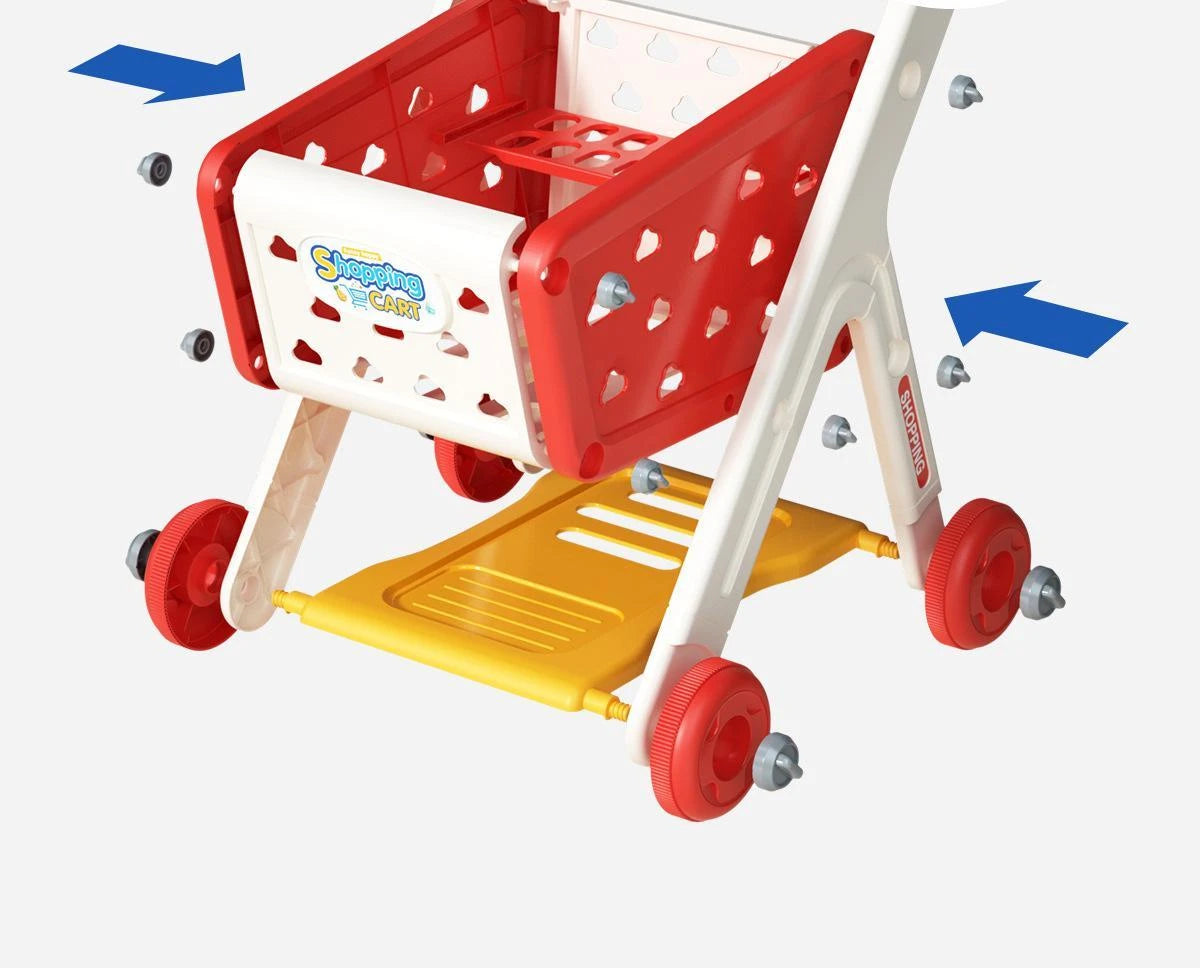 Kids Shopping Cart Toy | Musical Pretend Play Supermarket Trolley
