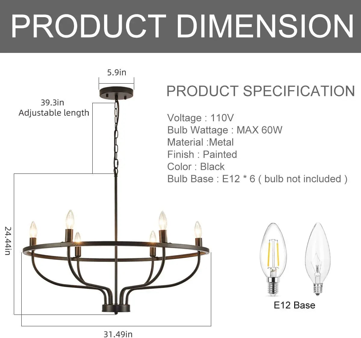 Modern Retro Iron LED Pendant Chandelier – Living & Dining Room Statement Light