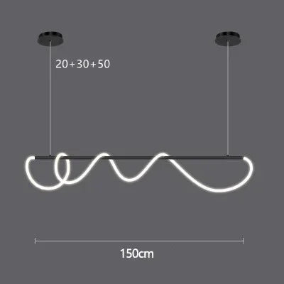 Nordic LED Long Hose Chandelier – Minimalist Pendant Light for Dining & Kitchen