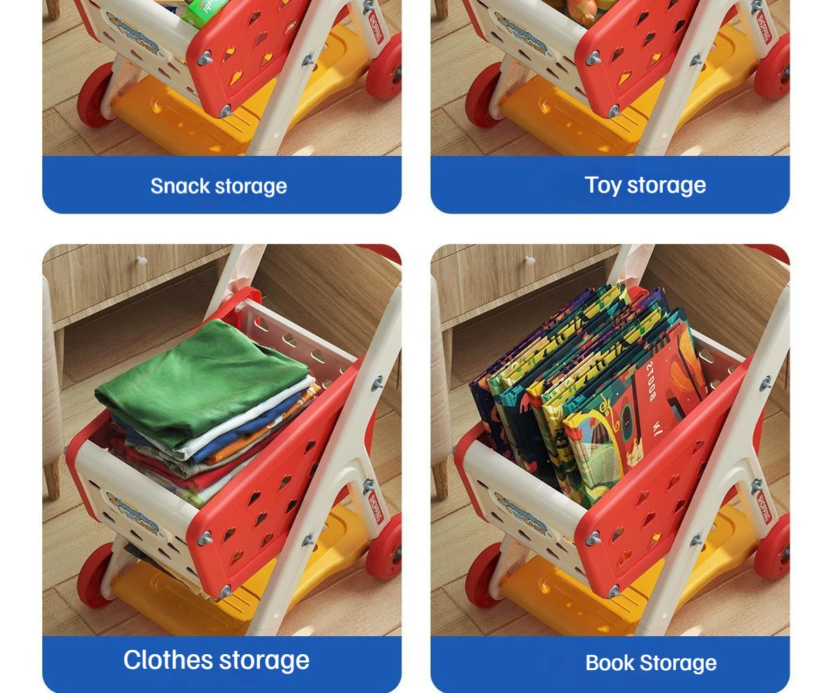 Kids Shopping Cart Toy | Musical Pretend Play Supermarket Trolley