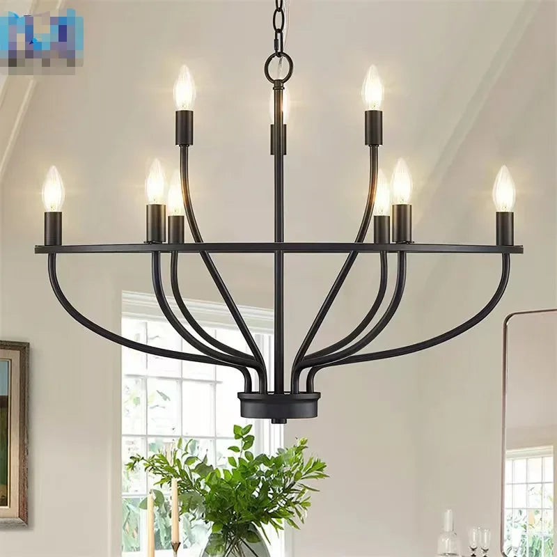 Modern Retro Iron LED Pendant Chandelier – Living & Dining Room Statement Light