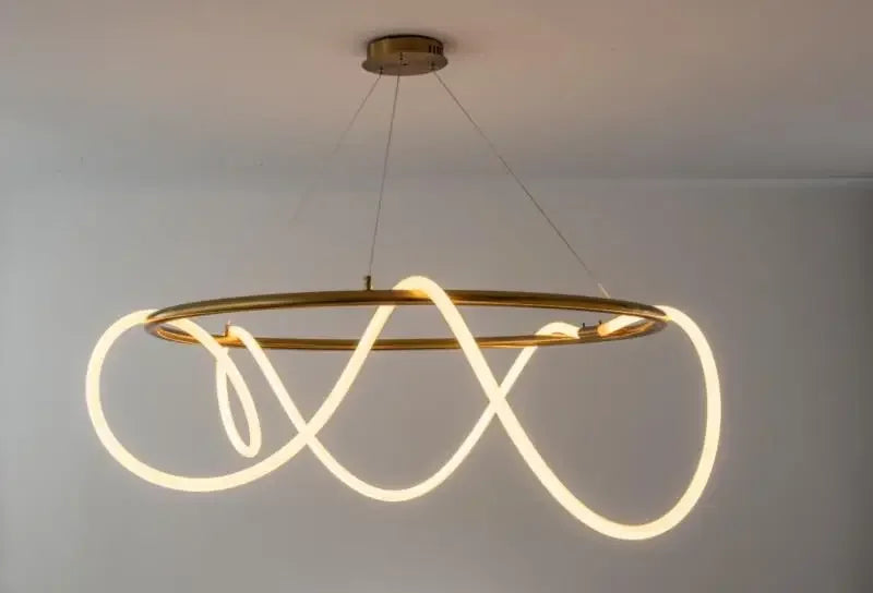 Nordic LED Long Hose Chandelier – Minimalist Pendant Light for Dining & Kitchen