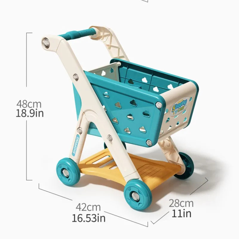 Kids Shopping Cart Toy | Musical Pretend Play Supermarket Trolley