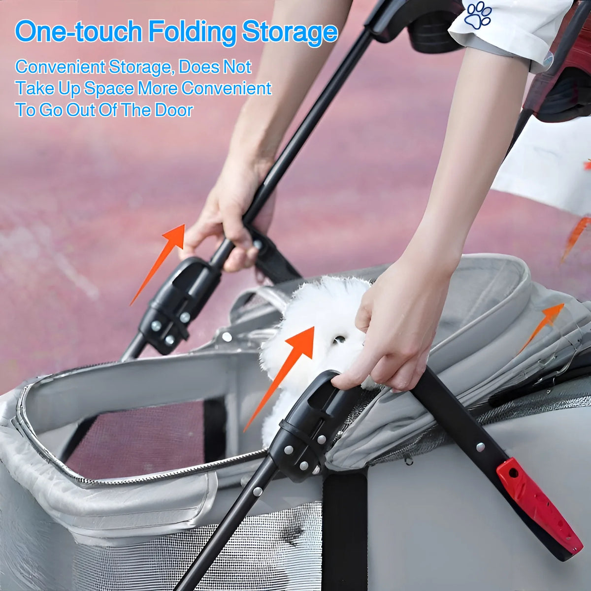 Pet Stroller for Cats & Small/Medium Dogs – One-Touch Folding | 360° Rotating Front Wheels | Stylish & Durable