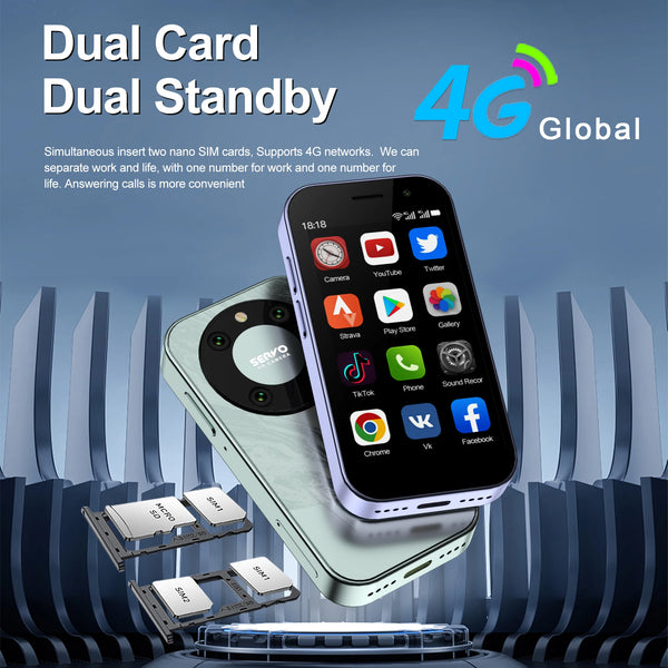 SERVO KING 9000 Mini Smartphone – 3.0" HD Display | Android 10.0 | 4G LTE | Face Recognition | Compact & Powerful