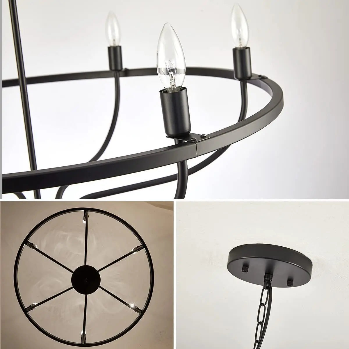 Modern Retro Iron LED Pendant Chandelier – Living & Dining Room Statement Light