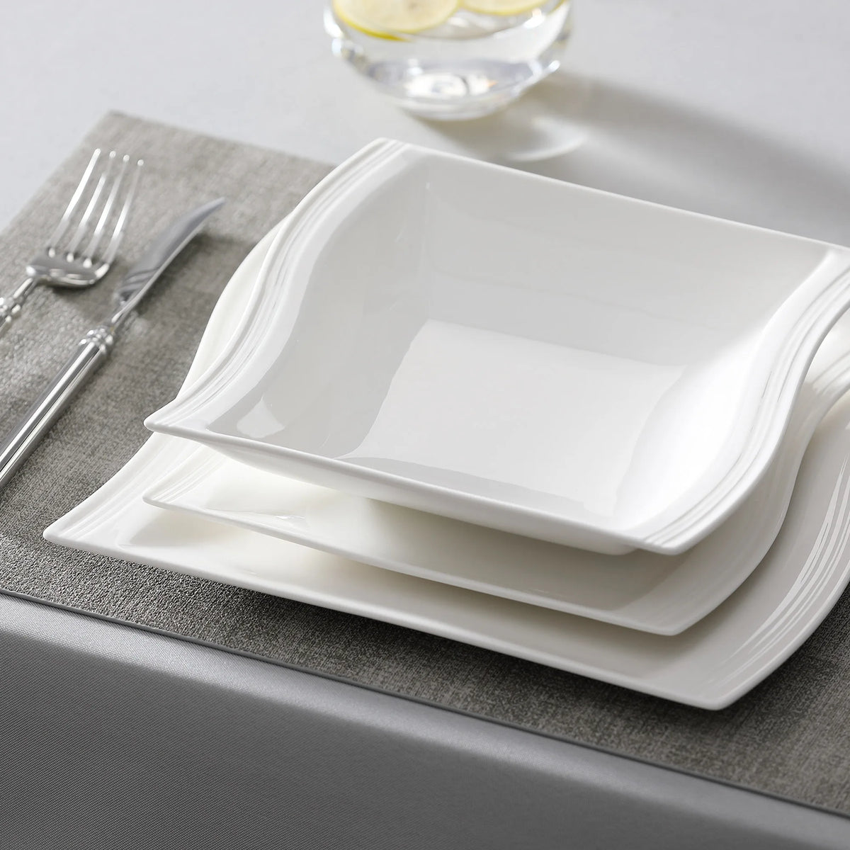MALACASA FLORA White Porcelain Dinnerware Set – 30 / 60 Pieces for 12 People