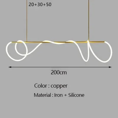 Nordic LED Long Hose Chandelier – Minimalist Pendant Light for Dining & Kitchen