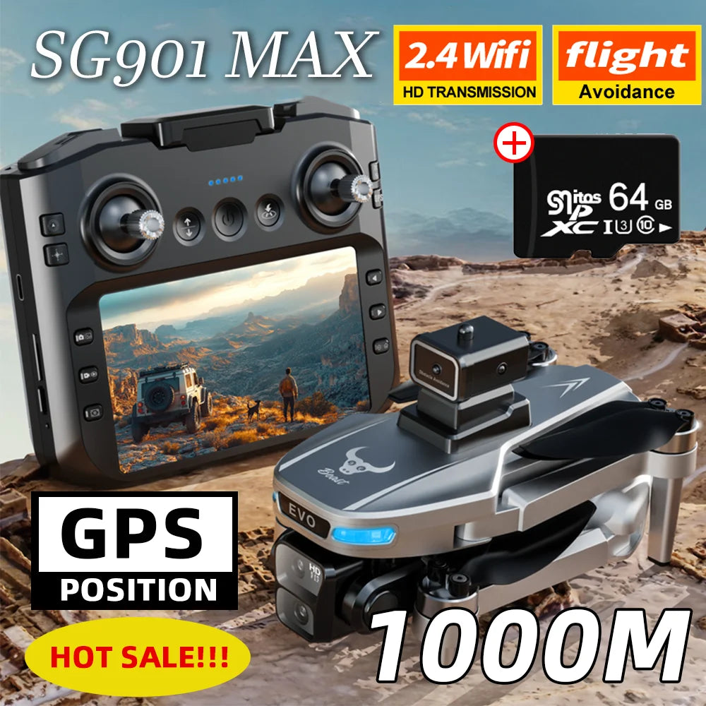 SG901 MAX GPS Drone with 8K Dual Camera & Obstacle Avoidance | Foldable Professional FPV Drone with Remote Screen