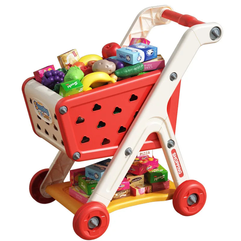 Kids Shopping Cart Toy | Musical Pretend Play Supermarket Trolley