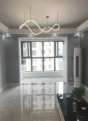 Nordic LED Long Hose Chandelier – Minimalist Pendant Light for Dining & Kitchen