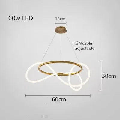 Nordic LED Long Hose Chandelier – Minimalist Pendant Light for Dining & Kitchen