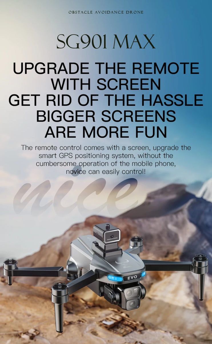SG901 MAX GPS Drone with 8K Dual Camera & Obstacle Avoidance | Foldable Professional FPV Drone with Remote Screen