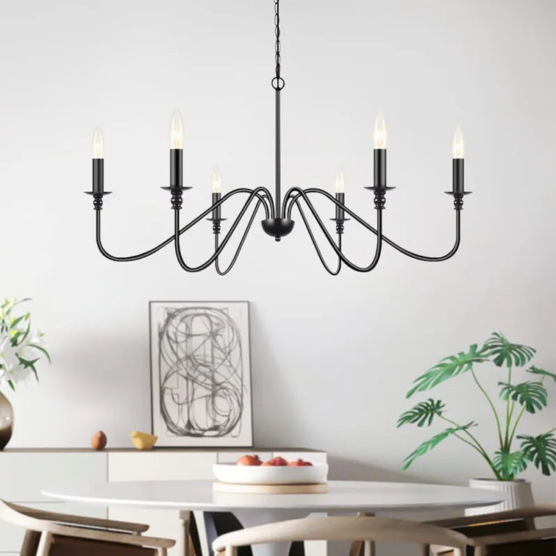 Retro Loft Chandelier – Vintage American Style Ceiling Light (Black / Gold)