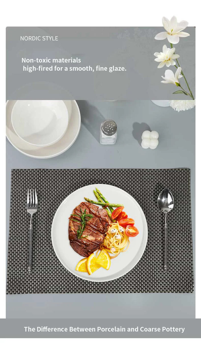 🍽️ 12-Piece Luxury Bone China Dinner Set | High-Quality Ceramic Plates & Bowls – Elegant Tableware for Home