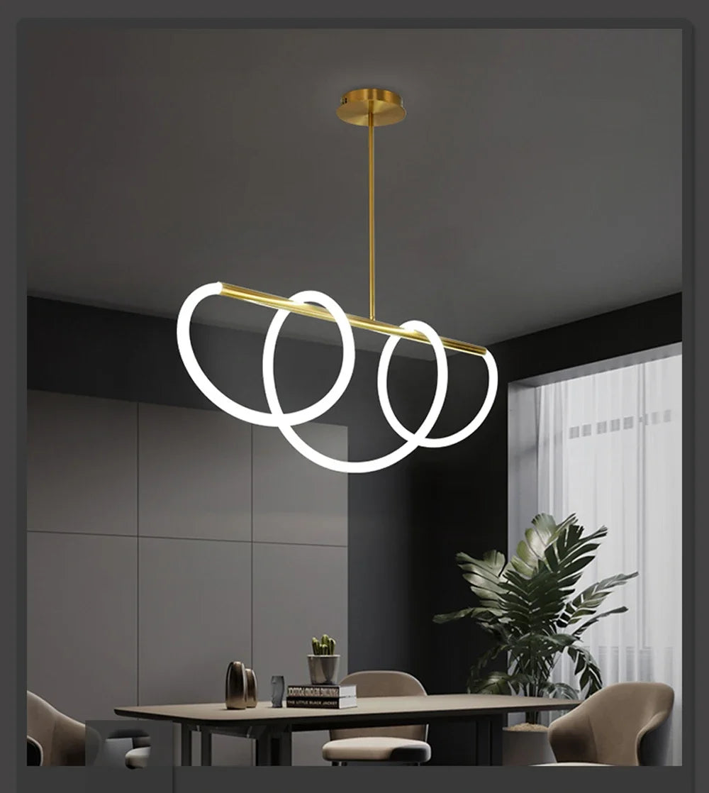 Nordic LED Long Hose Chandelier – Minimalist Pendant Light for Dining & Kitchen
