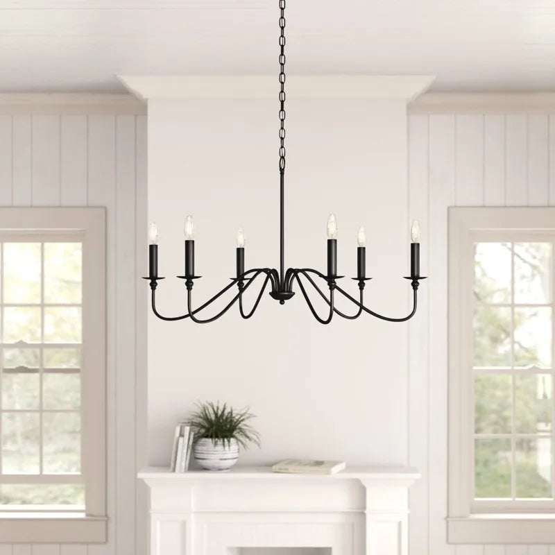 Retro Loft Chandelier – Vintage American Style Ceiling Light (Black / Gold)