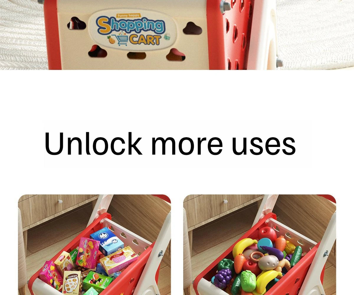Kids Shopping Cart Toy | Musical Pretend Play Supermarket Trolley