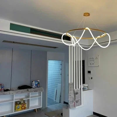 Nordic LED Long Hose Chandelier – Minimalist Pendant Light for Dining & Kitchen