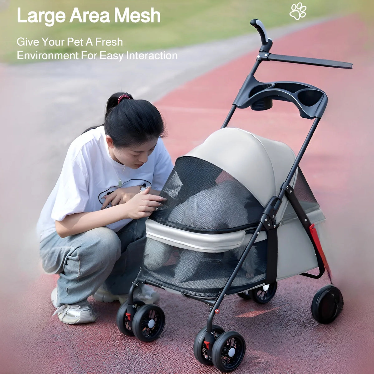 Pet Stroller for Cats & Small/Medium Dogs – One-Touch Folding | 360° Rotating Front Wheels | Stylish & Durable