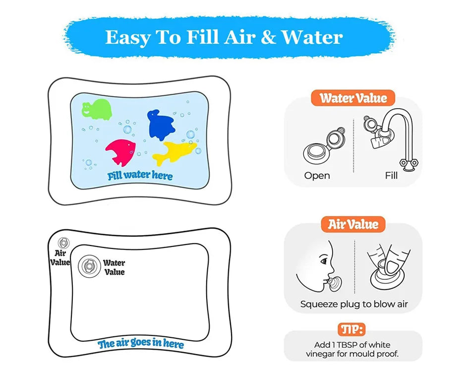 Baby Inflatable Water Play Mat | Tummy Time Activity Pad