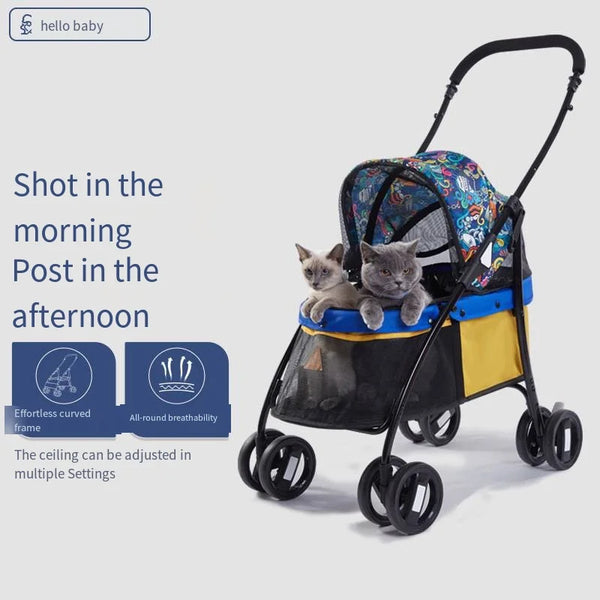 Dog Cart with Panoramic View – Lightweight Folding Pet Stroller | Large Space | Perfect for Outdoor Adventures