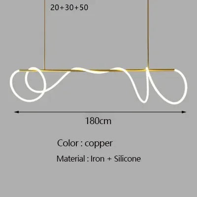 Nordic LED Long Hose Chandelier – Minimalist Pendant Light for Dining & Kitchen
