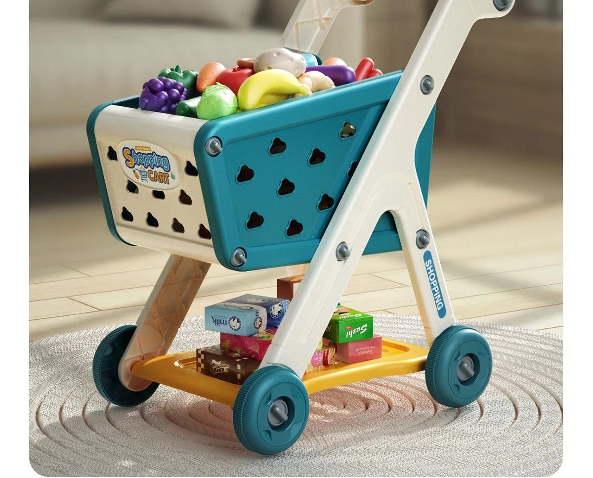 Kids Shopping Cart Toy | Musical Pretend Play Supermarket Trolley