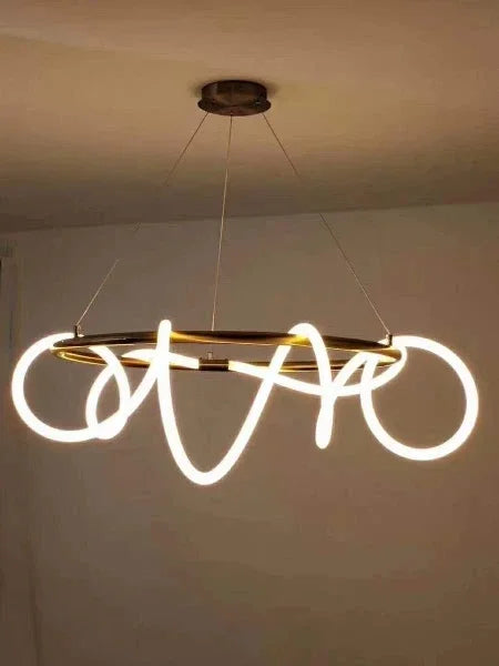 Nordic LED Long Hose Chandelier – Minimalist Pendant Light for Dining & Kitchen