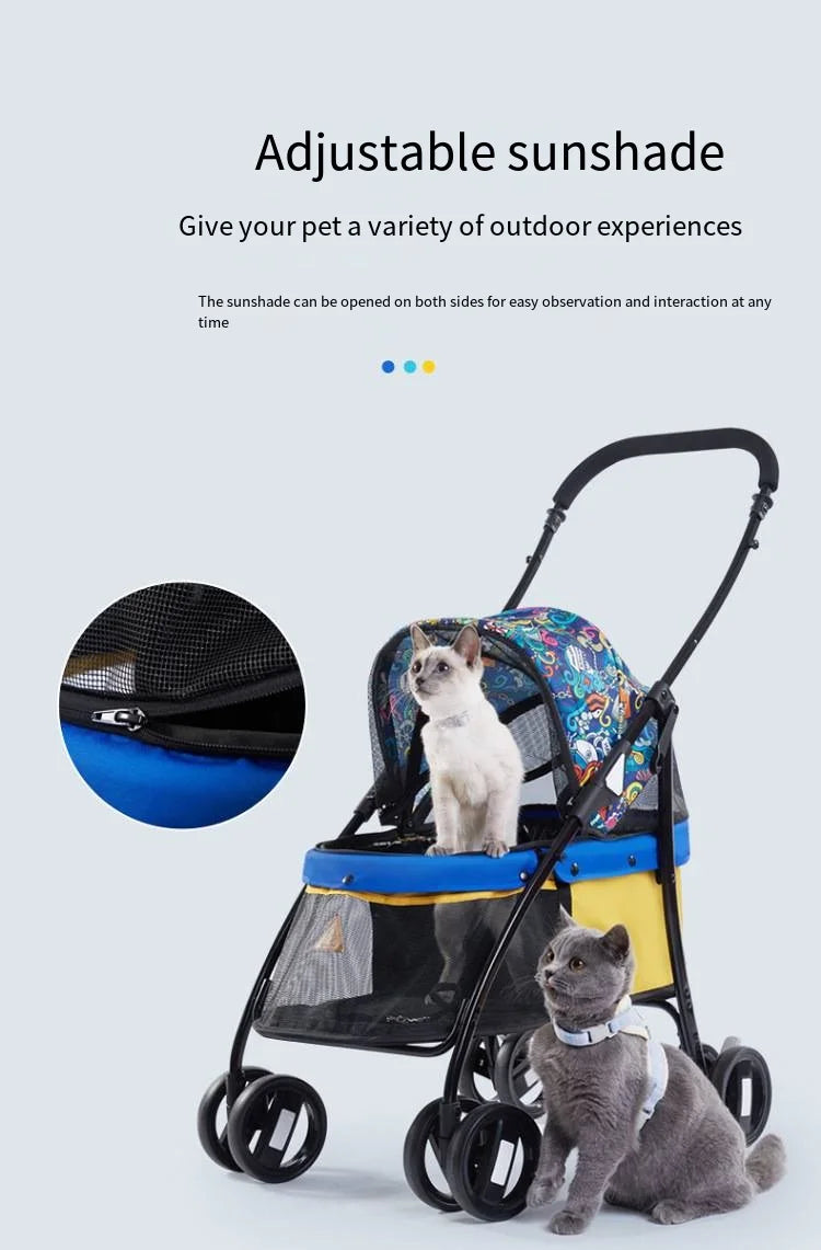 Dog Cart with Panoramic View – Lightweight Folding Pet Stroller | Large Space | Perfect for Outdoor Adventures