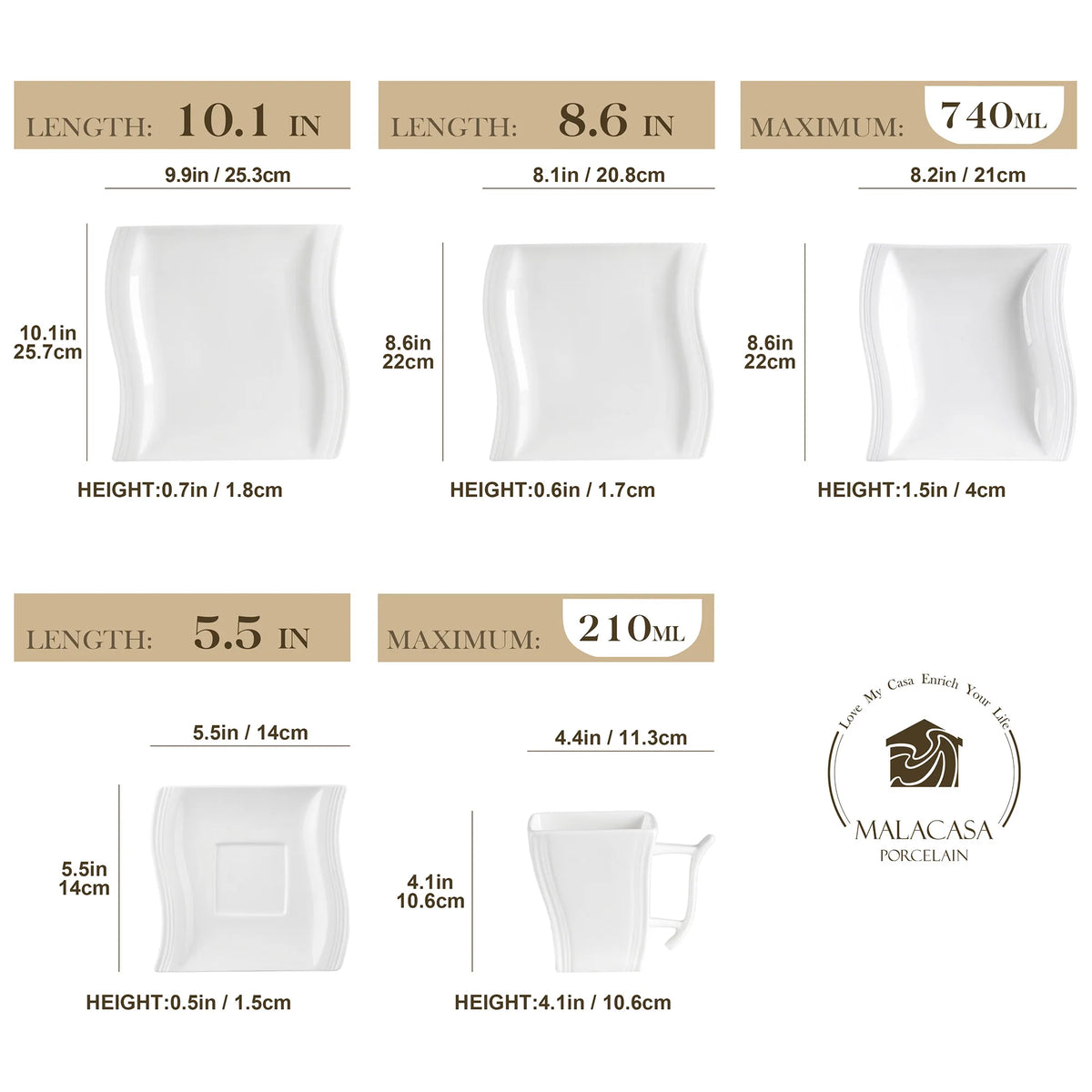 MALACASA FLORA White Porcelain Dinnerware Set – 30 / 60 Pieces for 12 People
