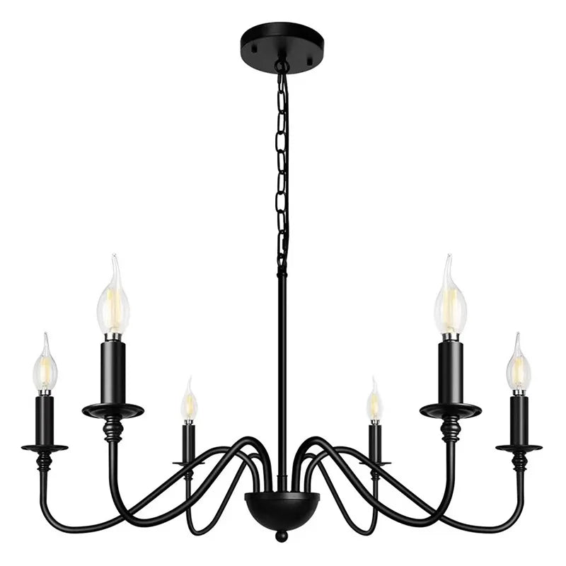 Retro Loft Chandelier – Vintage American Style Ceiling Light (Black / Gold)