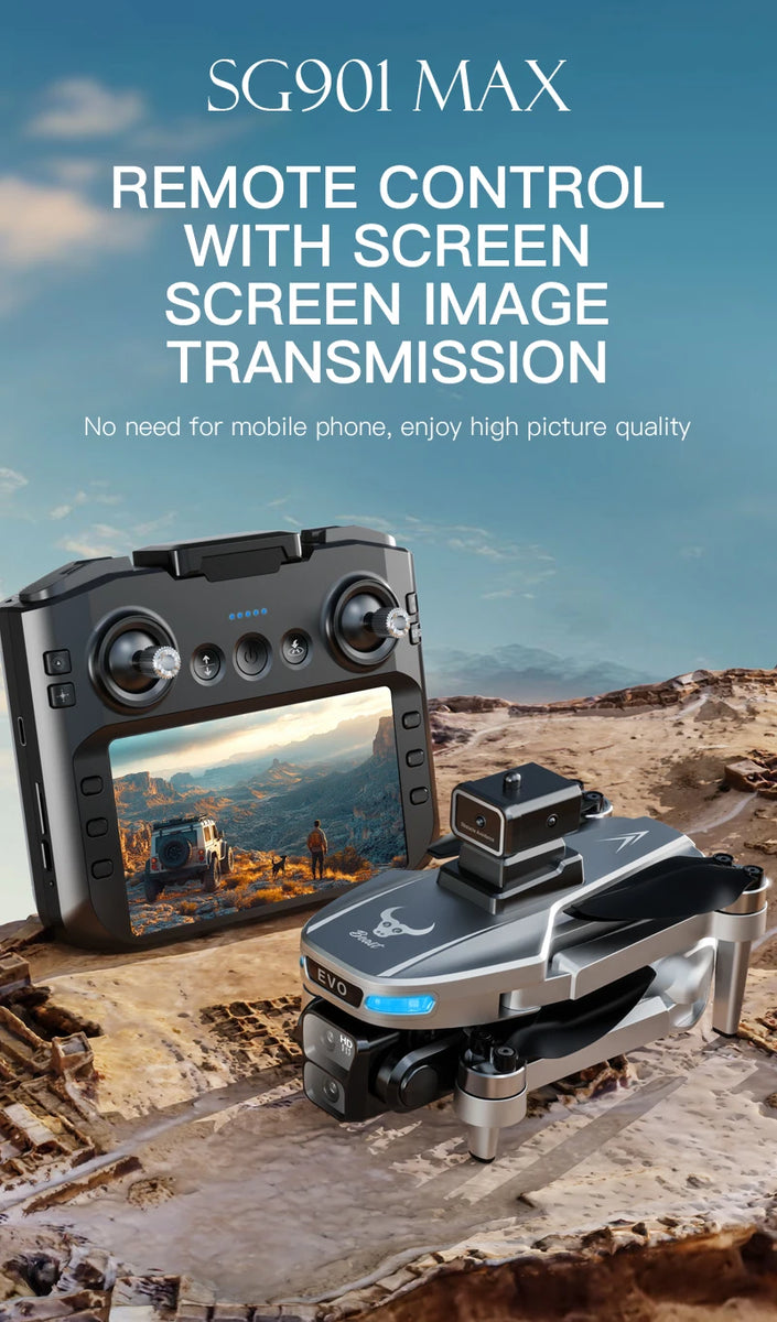 SG901 MAX GPS Drone with 8K Dual Camera & Obstacle Avoidance | Foldable Professional FPV Drone with Remote Screen
