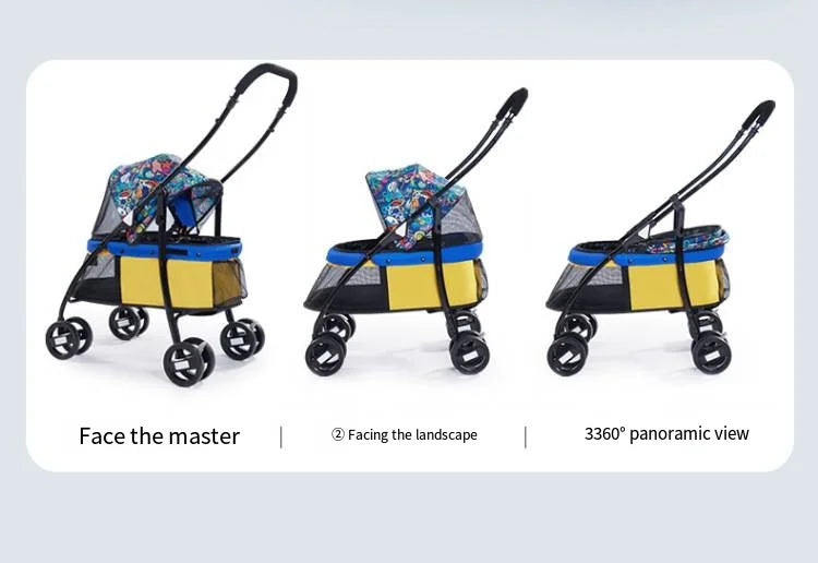 Dog Cart with Panoramic View – Lightweight Folding Pet Stroller | Large Space | Perfect for Outdoor Adventures