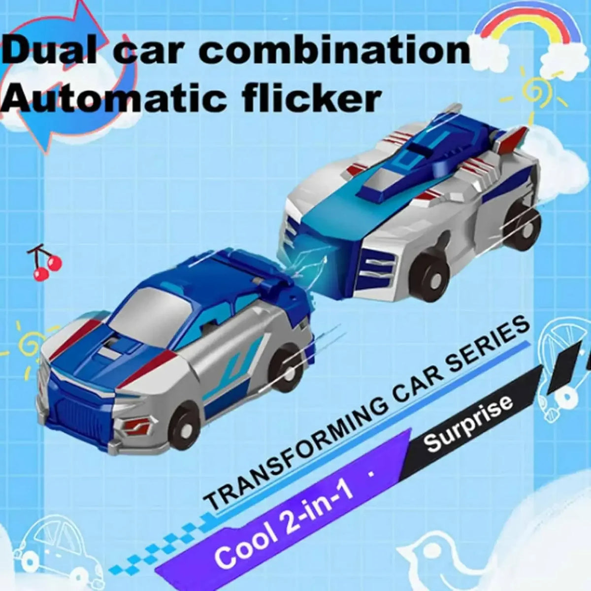Collision Transforming Dinosaur Car Toy – Magnetic Dinosaur Transformer Car