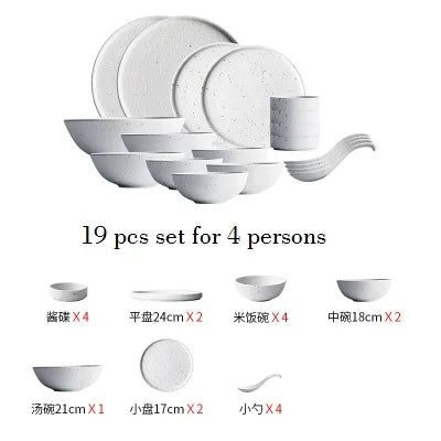 🍽️ KINGLANG Matte Ceramic Dinner Set – 1/2/4/6 Person Tableware | Plates, Bowls & Sauce Dishes | Minimalist Modern Design