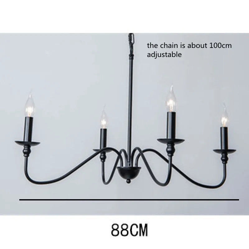 Retro Loft Chandelier – Vintage American Style Ceiling Light (Black / Gold)