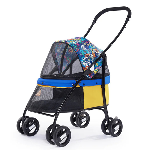 Dog Cart with Panoramic View – Lightweight Folding Pet Stroller | Large Space | Perfect for Outdoor Adventures