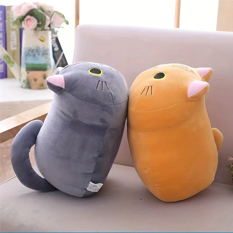 Mushroom Bear Cartoon Cat Plush Toy – Soft Stuffed Kitten (White & Black)