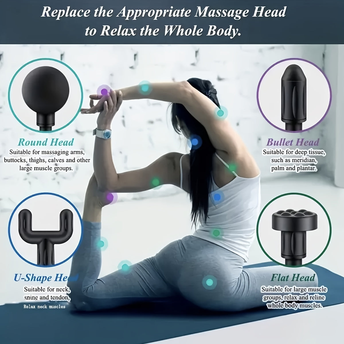 High Power Full Body Relaxation Massager – Rechargeable Deep Tissue Massage Gun (4 Heads)