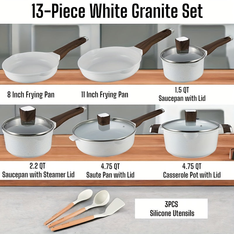 Idealforce Non-Stick Granite Cookware Set | 10/13/16-Piece Pots & Pans Collection